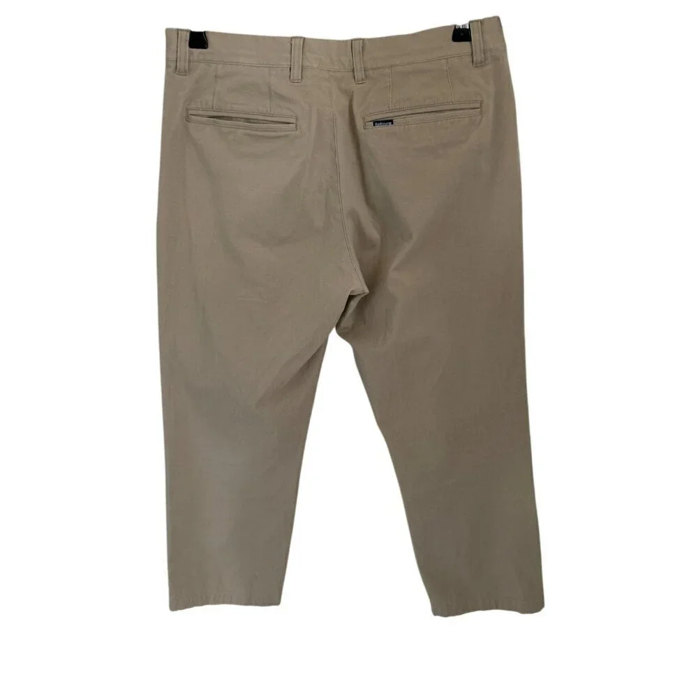 BARBOUR Tailored Casual Pants Cotton Chino Khaki Beige Size 32/24
